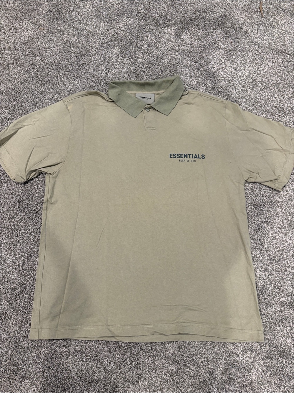 ESSENTIALS Men’s Olive Polo with Chest Logo